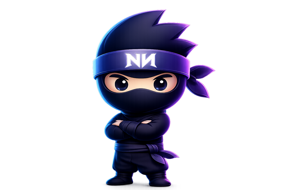 Nina, the Name Ninja mascot, standing confidently